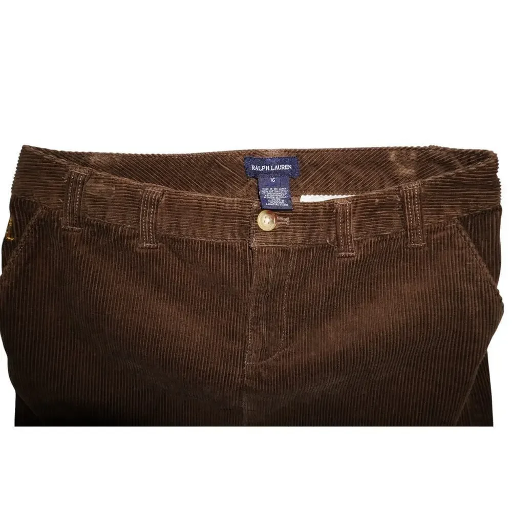 Ralph Lauren Kids Brown Corduroy Skirt – Size 16 – Y2K Preppy Crown Logo